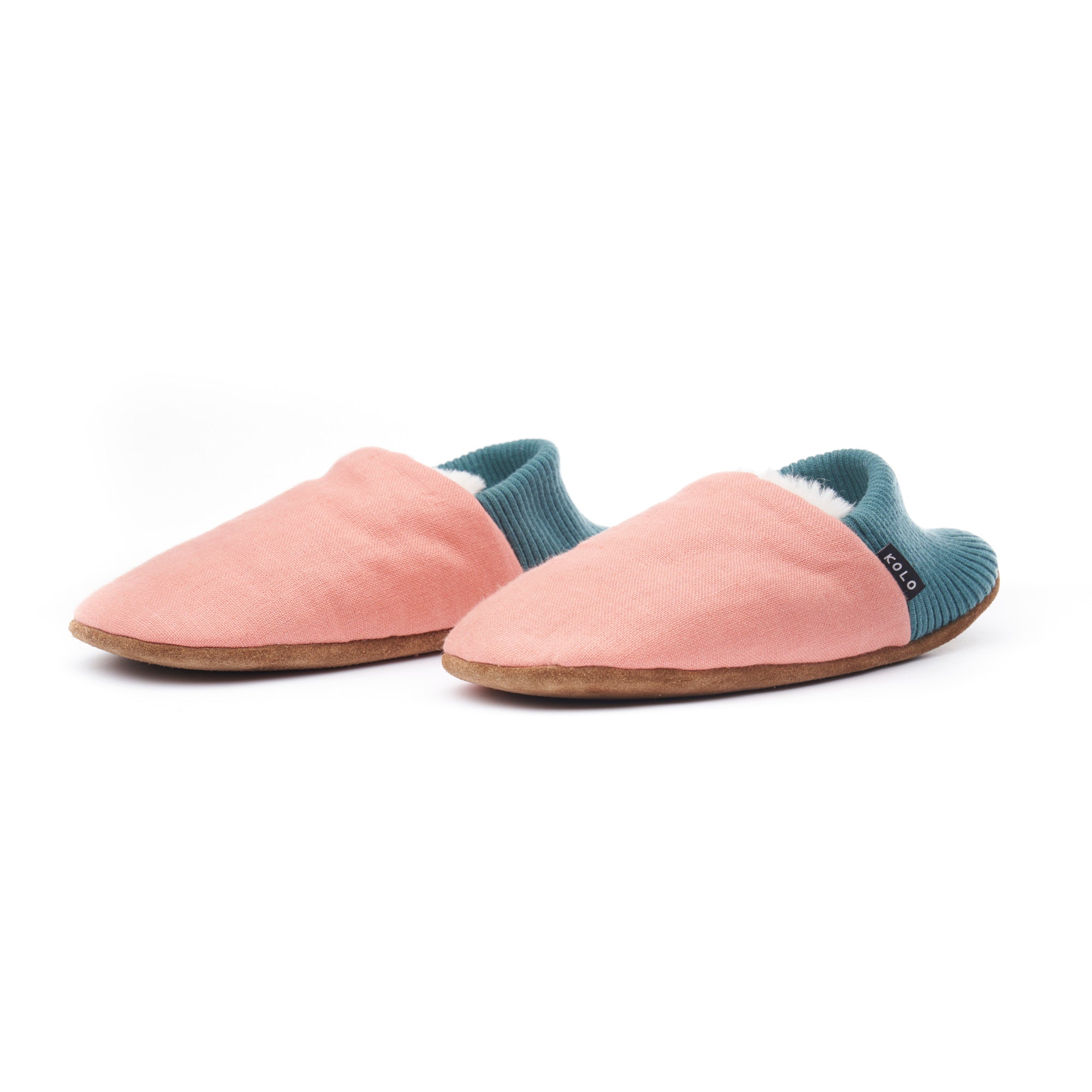 Damson Linen House Shoes - Fur-Lined
